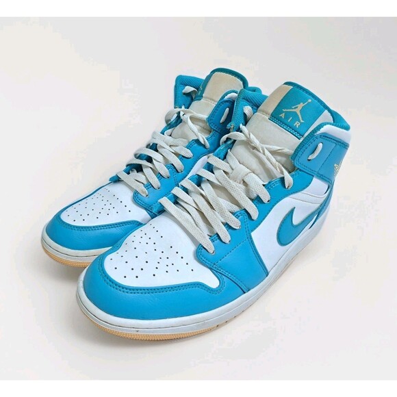 Jordan 1 Mid Aquatone Men's Size 12 Blue White Retro Vintage Sneakers DQ8426-400 - Picture 5 of 10